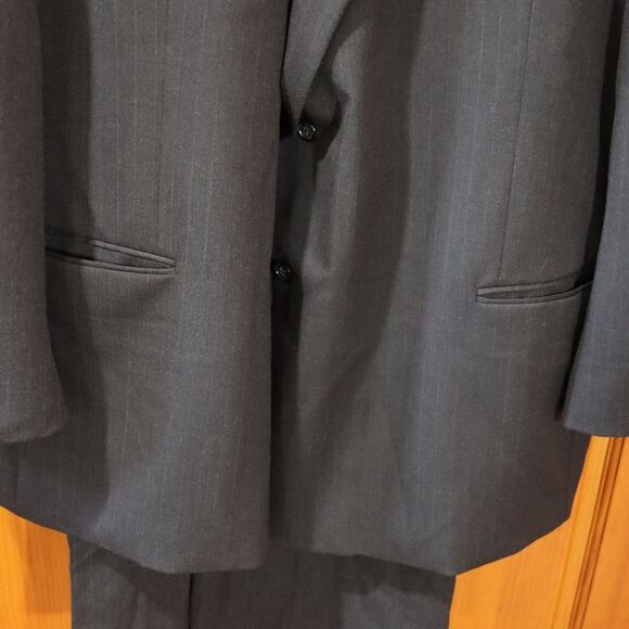 Petrocelli Charcoal Pinstripe Wool Suit Suspenders 58R Mens Tailored Classic - Picture 7 of 13